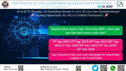 AI in ICAI presents ICAI AI Hackathon – Season 4, featuring Live AI Use Case Demonstrations.