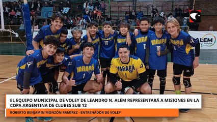 El equipo municipal de voley de Leandro N. Alem representará a Misiones en la Copa Argentina De Clubes Sub 12