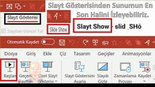 6.Ders Slide Show Slayt Şov Slayt Gösterisi En Baştan Başla Olduğun Slayttan Başla Slaytı Kaydet