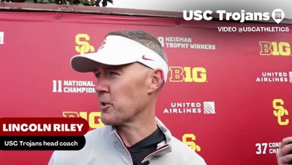 USC Trojans head coach Lincoln Riley discusses what he has seen from running back Waymond Jordan