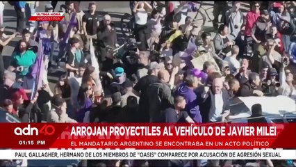 🚨¡Última Hora! Arrojan proyectiles al vehículo del presidente de Argentina, Javier Milei