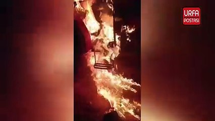 Şanlıurfa’da bir traktör molotof kokteyli atılarak ateşe verildi