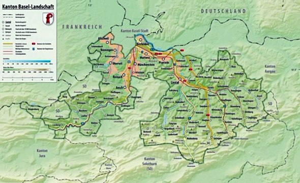 Map of Basel-Landschaft Canton. Peta Kanton Basel-Negeri. Basel-Landschaft Canton Map.Map of Canton of Basel-Landschaft. Canton of Basel-Landschaft Map.Karte des Kantons Basel-Landschaft.Carte du canton de Bâle-Campagne. Mappa del Canton Basilea Campagna