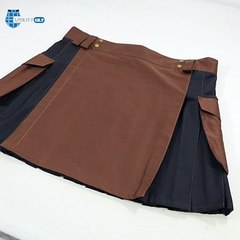 Khaki And Black Hybrid Kilt With Khaki Thread