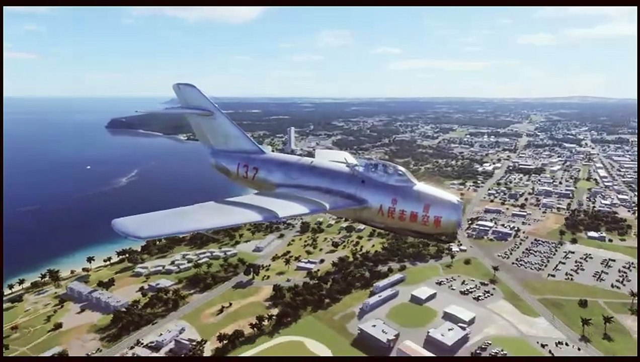 Chinese Mig 15 Fagot strafing F4 Phantoms at Guam external view DCS World