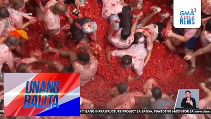Mahigit 22,000 residente at turista, nagbatuhan ng mga kamatis sa La Tomatina Food Fight Festival | Unang Balita