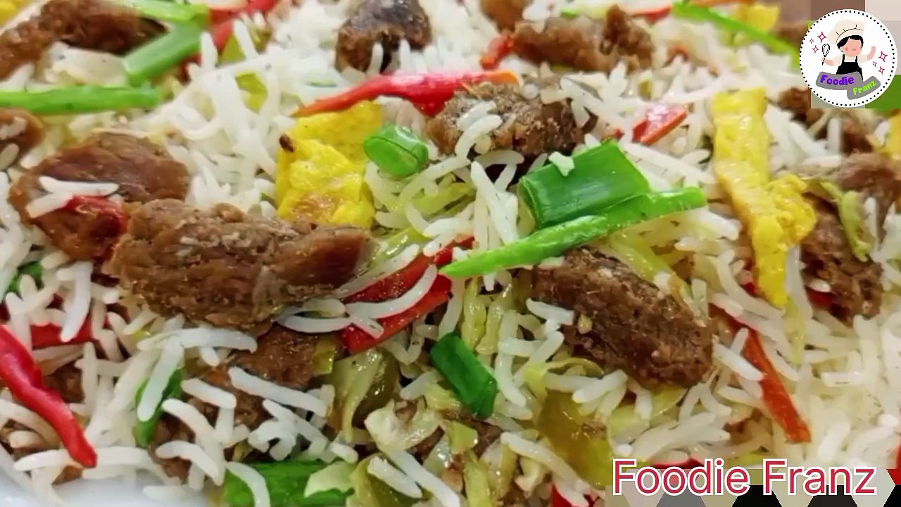 Beef Chinese Biryani | Beef Chinese Biryani Recipe | Beef Chinese Biryani | Food Fusion Cuisine |Food Beef Biryani Cooking | Recipe in Pakistan | Chinese Biryani Recipe | Chinese Biryani Making | Chinese Biryani Beef Making ¢ Chinese Biryani Food Fusion |