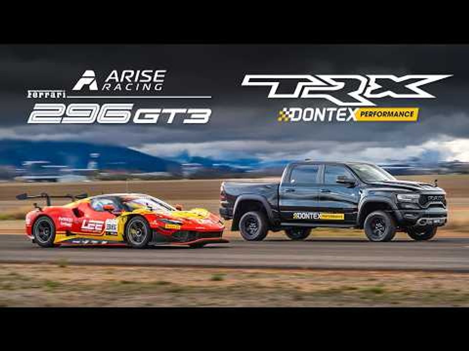 Ferrari 296 GT3 vs 1200hp RAM TRX drag race!