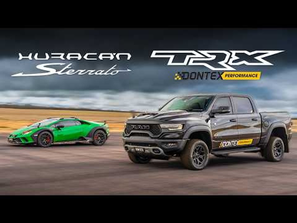 1200HP twin-turbo RAM TRX vs Lambo Sterrato drag race!