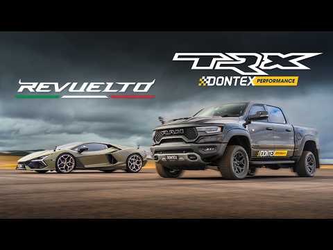 1200hp twin-turbo RAM TRX vs V12 Lambo Revuelto DRAG RACE