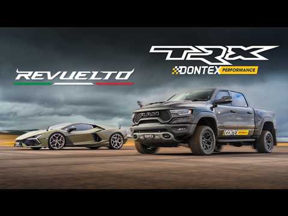 1200hp twin-turbo RAM TRX vs V12 Lambo Revuelto DRAG RACE