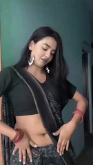 Hot Young Beautiful Girl Dancing in Black Saree