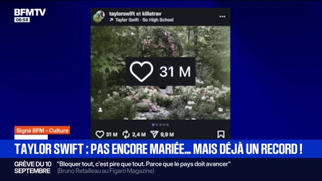 Signé BFM - Les fiançailles de Taylor Swift et Travis Kelce battent des records sur Instagram