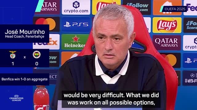 Fenerbahce not in 'natural habitat' in Benfica defeat - Mourinho