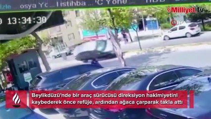 Kazayı gören olay yenine koştu! Refüje çarpan araç...