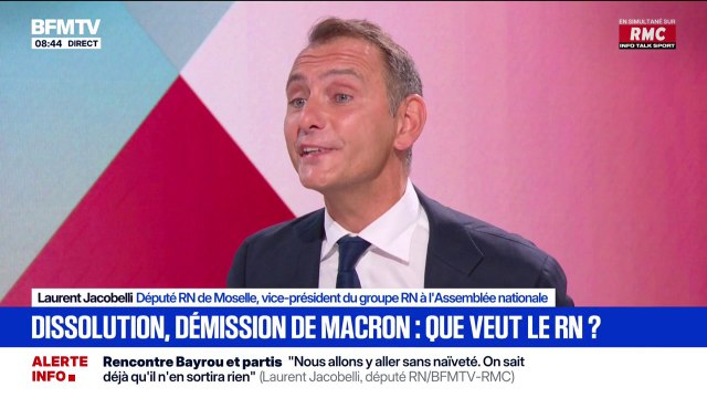 Laurent Jacobelli (RN) assure que Jordan Badella dira non si Emmanuel Macron lui propose de devenir Premier ministre à l'issue du vote de confiance avant des élections législatives