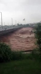 Jammu’s Tawi Bridge Faces Heavy Water Flow Amid Torrential Rainfall in J&K