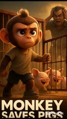 😭poor monkey save pigs #ai #monkey #shorts