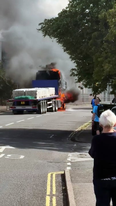 Lorry on fire in Chesterfield