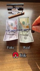 US currency uses magnetic ink containing iron oxide as a security feature_ detectable with a strong