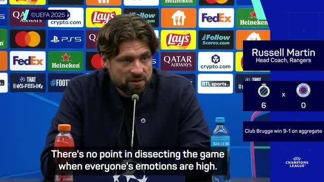 Rangers must 'feel the pain' after humiliation against Brugge, insists Martin