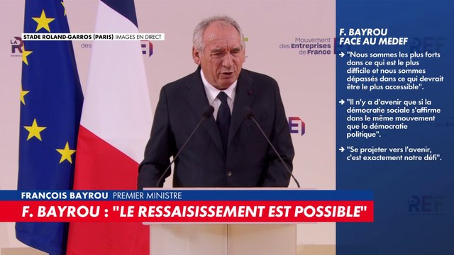 François Bayrou : «Nous vivons un moment critique de notre histoire nationale»