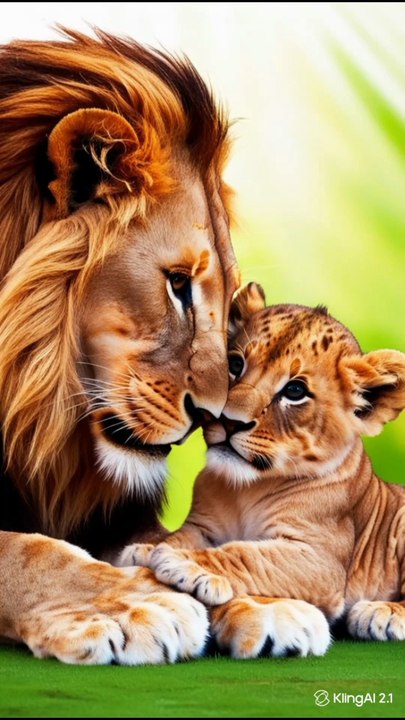 A lion's love for his baby ✨🦁