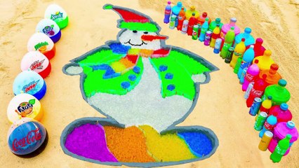How to make Rainbow Christmas Snowman with Orbeez, Balloons of Coca-Cola and Mentos & Popular Sodas