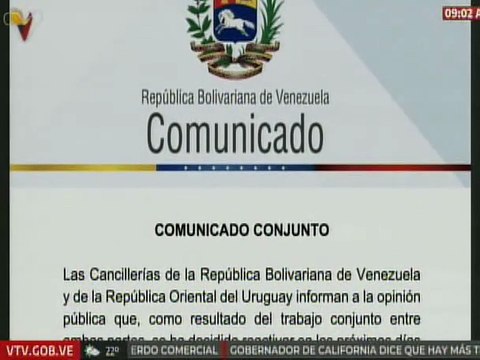 Comunicado | Venezuela y Uruguay reactivarán los servicios consulares en Caracas y Montevideo