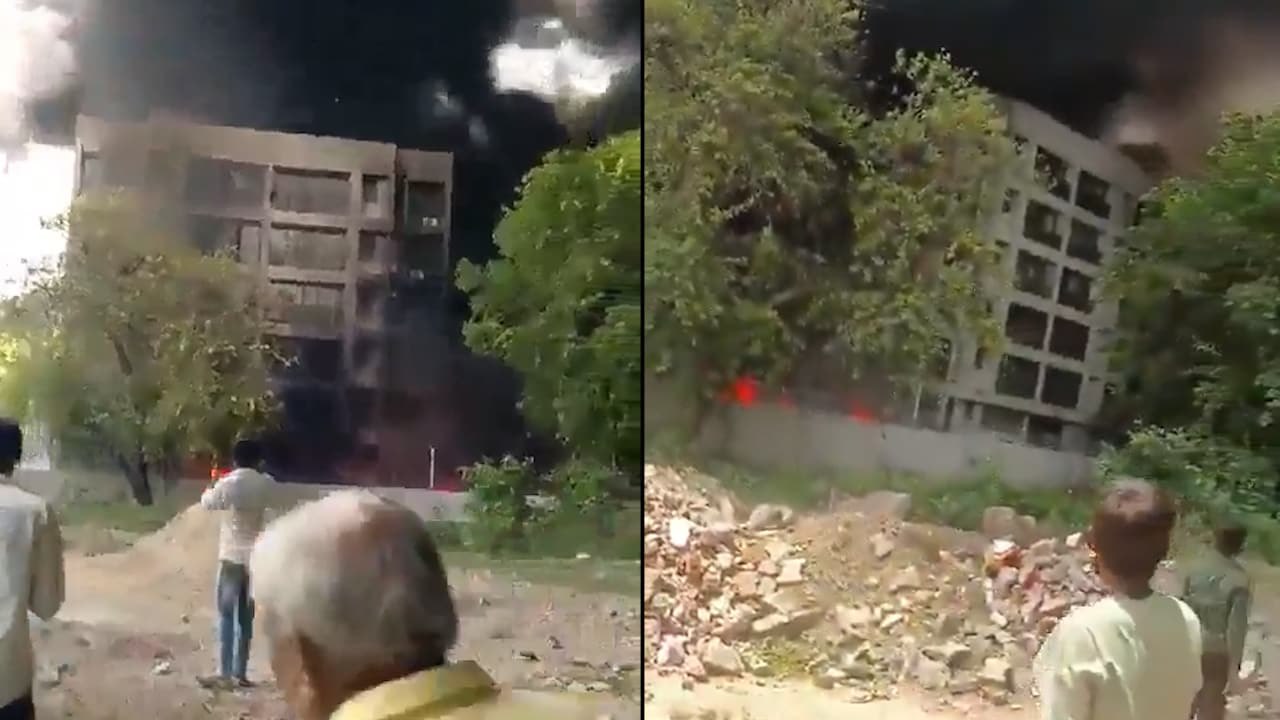 Ahmedabad Plane Crash Shocking Footage: Medical College Hostel Reduced to Ashes