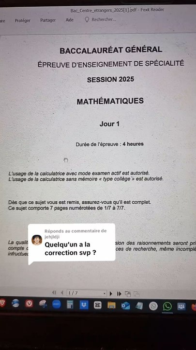Correction Exercice 1Sujet Bac Maths Centres Étrangers Jour 1 2025 - Probabilités 🎲