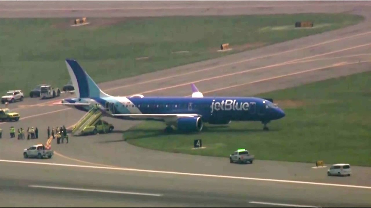 JetBlue flight rolls off runway at Boston airport, no injuries reported ...