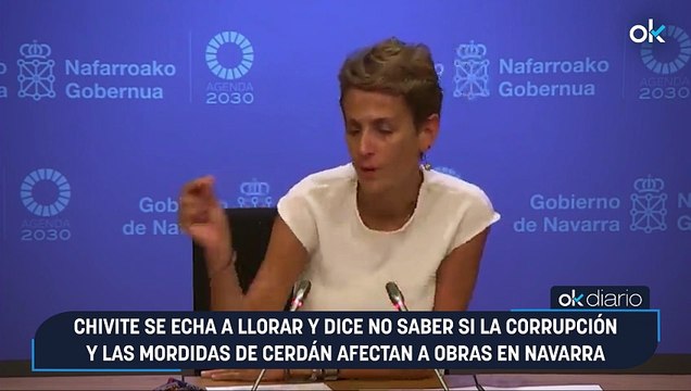 Chivite se echa a llorar y dice no saber si la corrupción y las mordidas de Cerdán afectan a obras en Navarra
