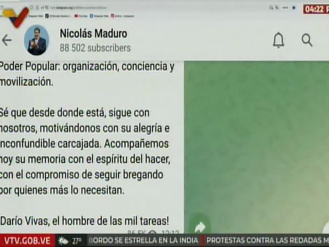 Jefe de Estado recordó con cariño y gratitud al gran Darío Vivas, como un hombre patriota y leal