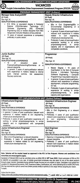 Latest Local Government & Community Development Department Management Posts Lahore 2025