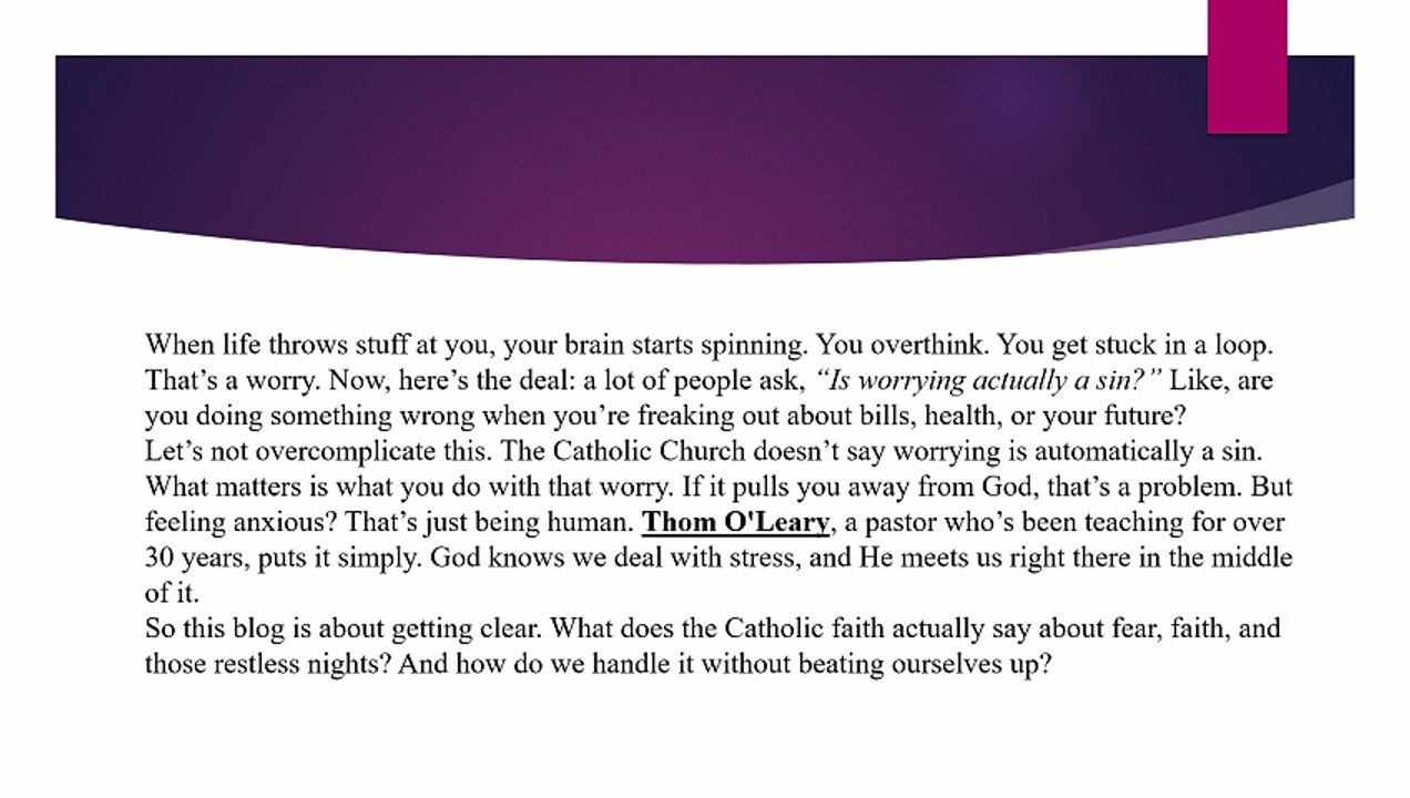 Is Worry a Sin? Exploring Catholic Views on Faith and Fear