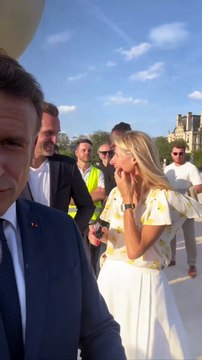 Le président Macron a visité le chantier d'installation de la vasque olympique aux Tuileries - JO 2024 - Tous sports
