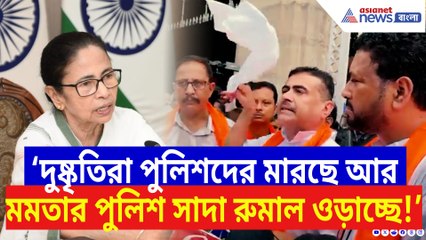 ‘দুষ্কৃতিরা পুলিশদের মারছে আর মমতার পুলিশ সাদা রুমাল ওড়াচ্ছে!’ বিস্ফোরক শুভেন্দু