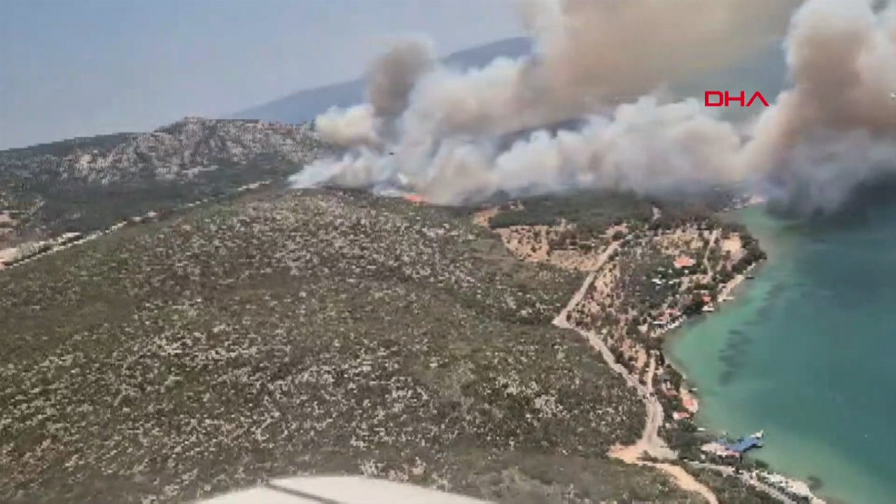 İzmir’in Karaburun ilçesinde orman yangını