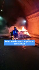 Auto prende fuoco in galleria, paura in A1