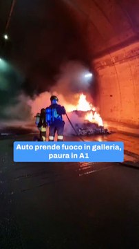 Auto prende fuoco in galleria, paura in A1