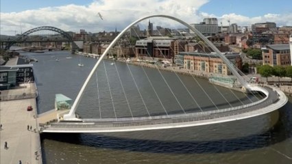 Elegant motion of Millennium Bridge captured in timelapse from Baltic Centre's viewpoint