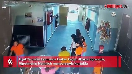 Öğretmen, nefes borusuna kraker kaçan öğrenciyi Heimlich manevrasıyla kurtardı