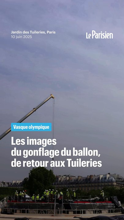 Opération gonflage du ballon de la vasque olympique