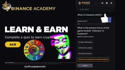 Binance Fusionist (ACE) Quiz Answers Today || Learn and Earn 1.04 ACE || Earn Free Crypto