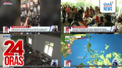 24 Oras: (Part 2) P20/kg rice para sa mga minimum wage earner, sinimulan nang ibenta sa Maynila; kakulangan ng mga classroom, maayos na palikuran, at mga upuan, problema pa rin sa maraming eskuwelahan; House prosecution panel, pag-uusapan kung..., atbp.