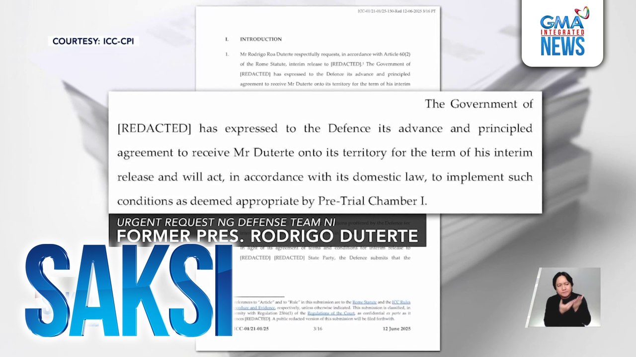 Interim release sa 'di tinukoy na bansa, hiniling ng kampo ni FPRRD sa ICC | Saksi