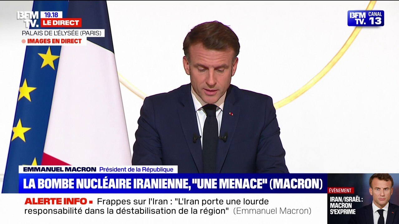 Emmanuel Macron: "Nous ne pouvons pas vivre dans un monde où l'Iran posséderait la bombe atomique, car c'est une menace pour notre sécurité à tous"