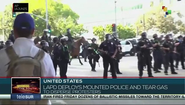 LAPD deploys mounted police and tear gas to disperse protesters