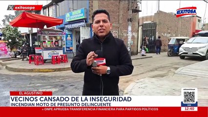 El Agustino: ¡Cansados de la inseguridad! Vecinos incendian moto de presunto delincuente